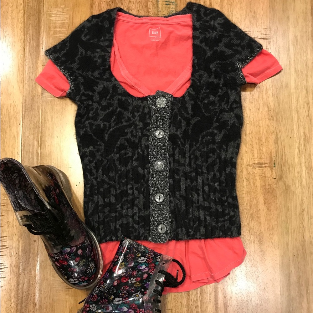 [Free People] Gray + Black Woolblend Sweater